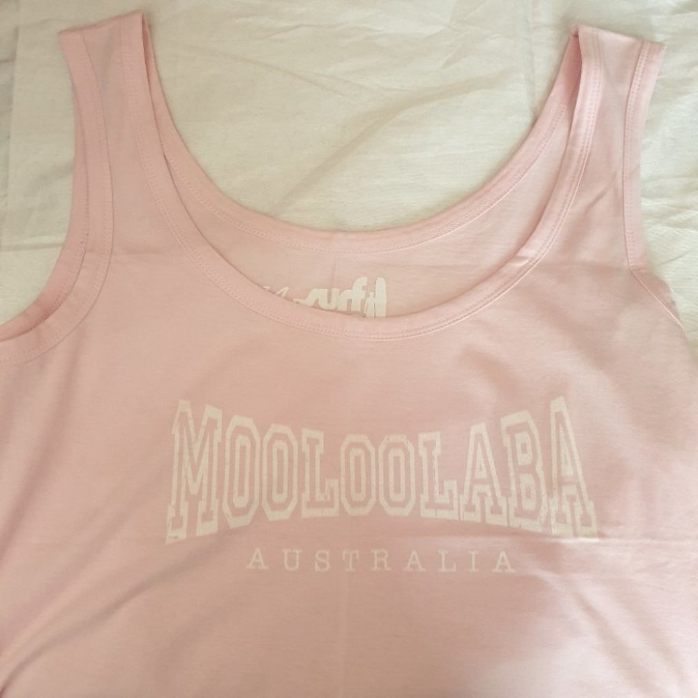 BTF Between the Flags AU-14 Pink Sleeveless Singlet Top Tee 100% Cotton NWOT - Picture 7 of 10
